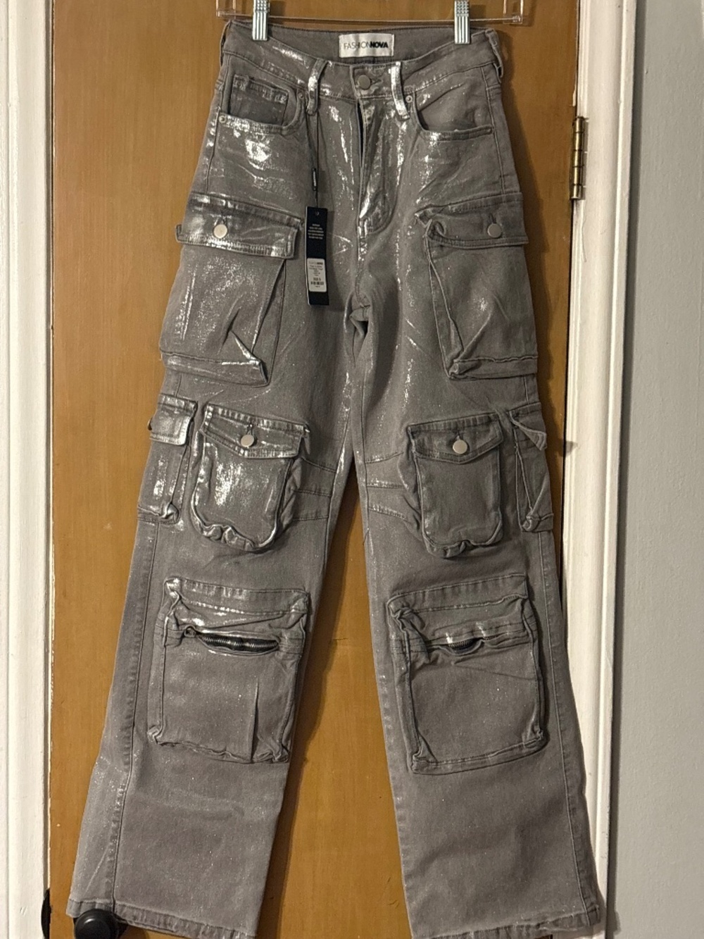 Foil Baggy Cargo Jeans